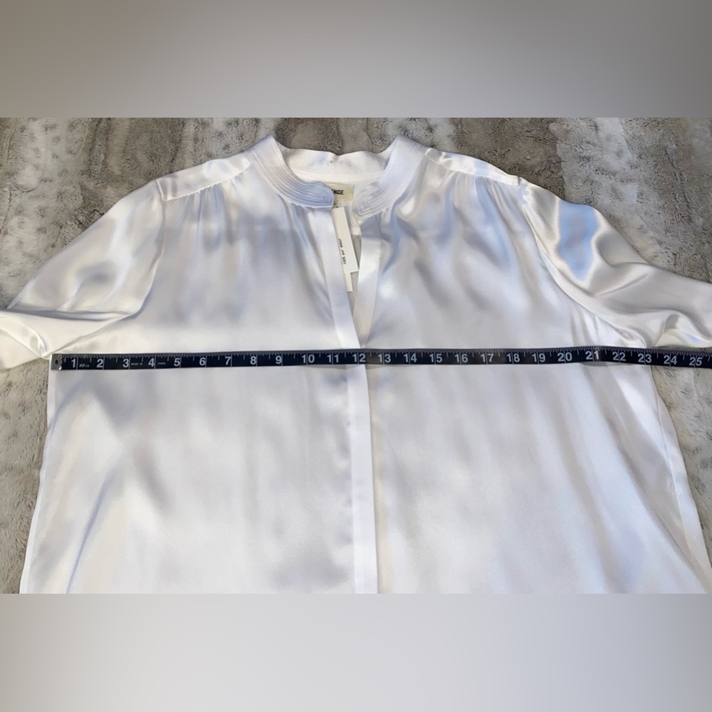NWT💕L'AGENCE Bianca Silk Charmeuse Blouse in White Size XL - Picture 11 of 14